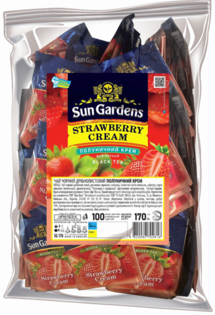 Чай чорний Sun Gardens Strawberry Cream 100 пакетиків по 1.7 г